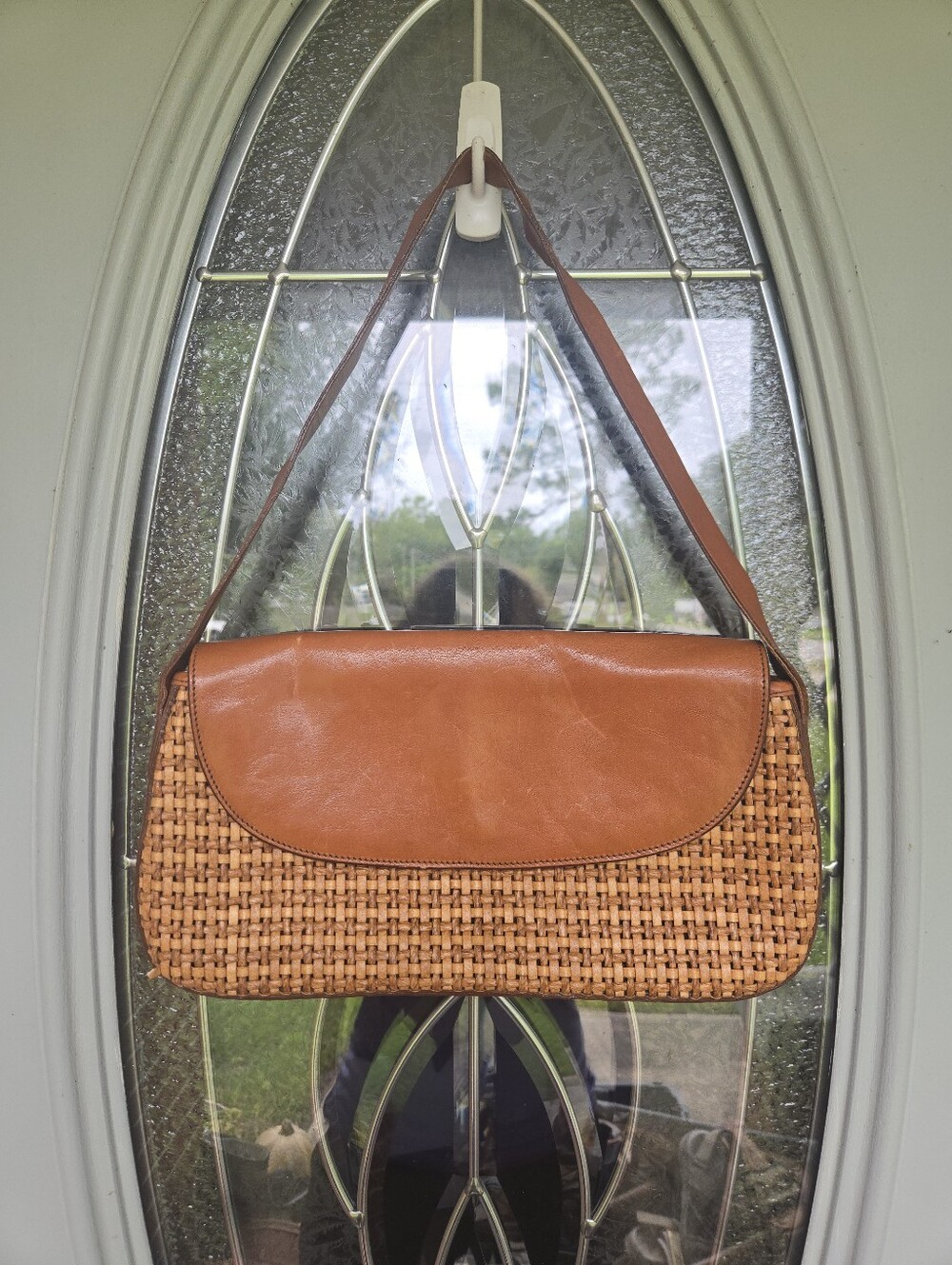 Brahmin Cream Honey Nantucket Woven Leather Clutch Bag